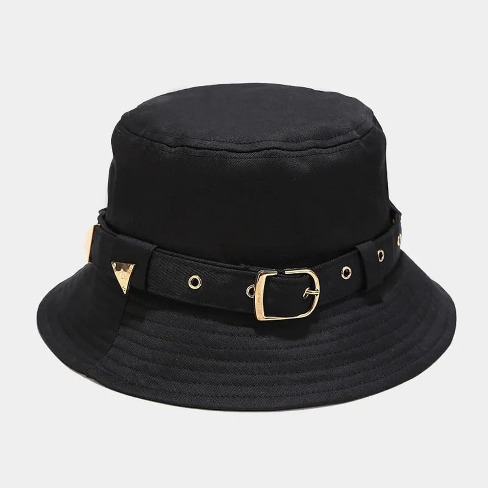 Bucket Hat W/Buckle Detail Cargo Foldable Fashion Solid Color Black Fall Winter